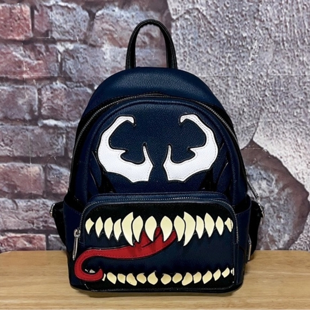Loungefly Black Backpack with Red and White Design